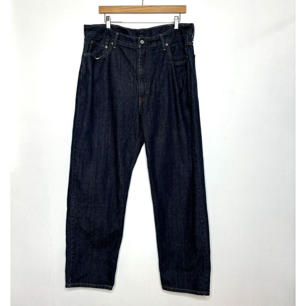 Levis 550 Mens Blue Denim Relaxed Fit Straight Jeans Dark Wash 40x32